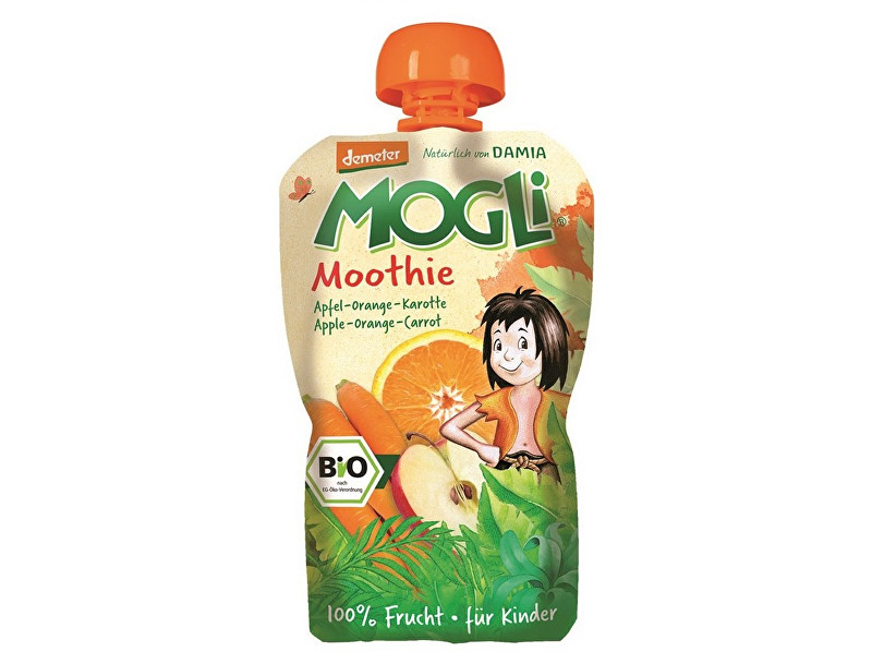 MOGLI Bio Ovocné pyré Moothie jablko pomeranč mrkev bez cukru 100g