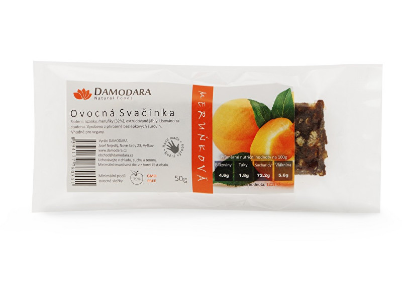 Zobrazit detail výrobku Damodara Tyčinka Ovocná svačinka meruňková 50g Zobrazit detail výrobku Damodara Tyčinka Ovocná svačinka meruňková 50g
