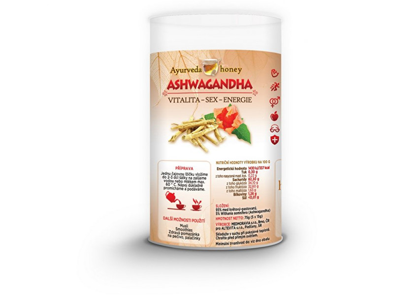 Zobrazit detail výrobku honeyherbs Ajurvéda med Ashwaganda 5x15g TUBUS - vitalita-sex-energie Zobrazit detail výrobku honeyherbs Ajurvéda med Ashwaganda 5x15g TUBUS - vitalita-sex-energie