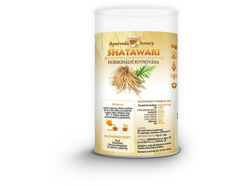 Zobrazit detail výrobku honeyherbs Ajurvéda med Shatawari 5x15g TUBUS - hormonální rovnováha Zobrazit detail výrobku honeyherbs Ajurvéda med Shatawari 5x15g TUBUS - hormonální rovnováha