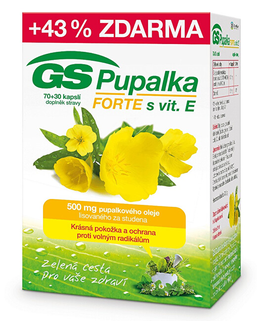 GreenSwan GS Pupalka Forte s vitaminem E 70 kapslí + 30 kapslí ZDARMA