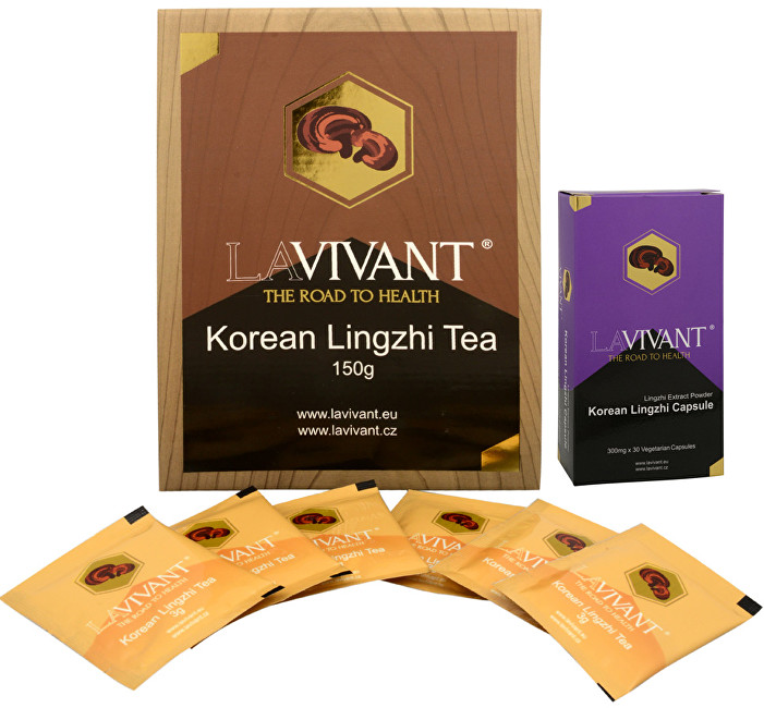 Lavivant Korean Lingzhi (Ganoderma, reishi) 30 kapslí + Korean Lingzhi Tea 50 x 3 g