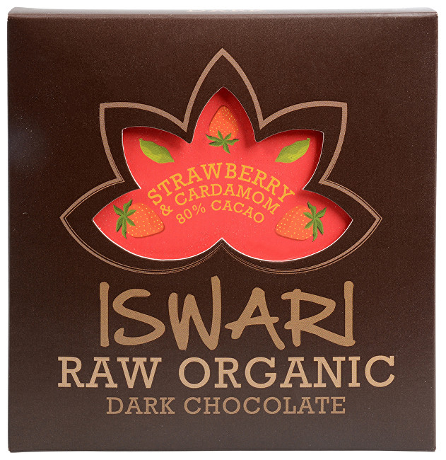 Iswari Raw čokoláda - Strawberry & Cardamom 80 % BIO 75 g