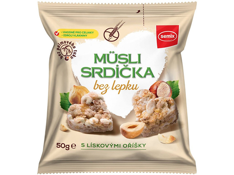 Zobrazit detail výrobku Semix Musli srdíčka bez lepku s lískovými oříšky 50g Zobrazit detail výrobku Semix Musli srdíčka bez lepku s lískovými oříšky 50g