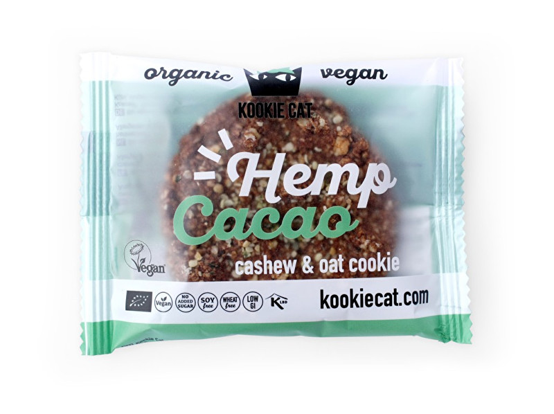KOOCKIECAT Bio koláček ovesný bezlepkový konopné semínko a kakao 50g