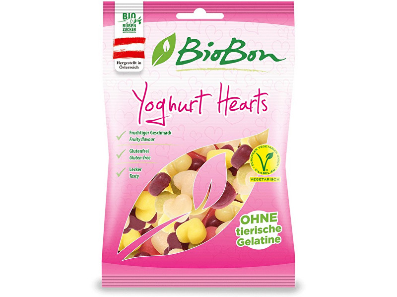 bio bon Bio Bonbóny jogurtové srdíčka bezlepkové bez želatiny 100g