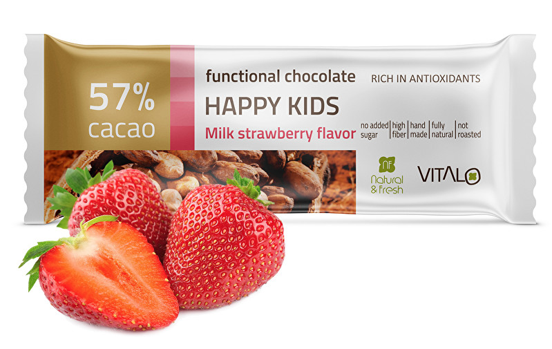 Vitalo Funkční čokoláda Happy Kids - Milk strawberry Flavor 25g