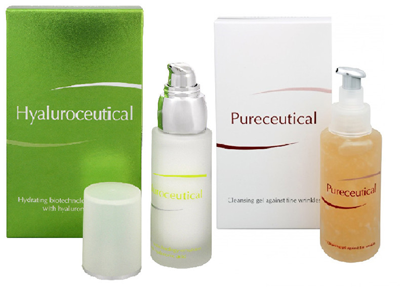 Herb Pharma Hyaluroceutical - hydratační biotechnologická emulze 30 ml + Pureceutical - čistící gel proti jemným vráskám 125 ml