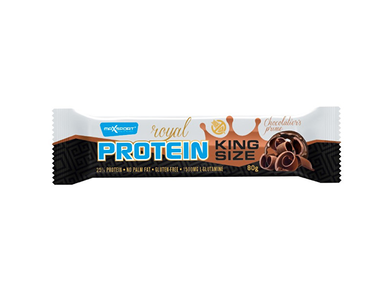 Zobrazit detail výrobku Max sport Tyčinka proteinová Royal protein Kingsize čokoláda 80 g Zobrazit detail výrobku Max sport Tyčinka proteinová Royal protein Kingsize čokoláda 80 g