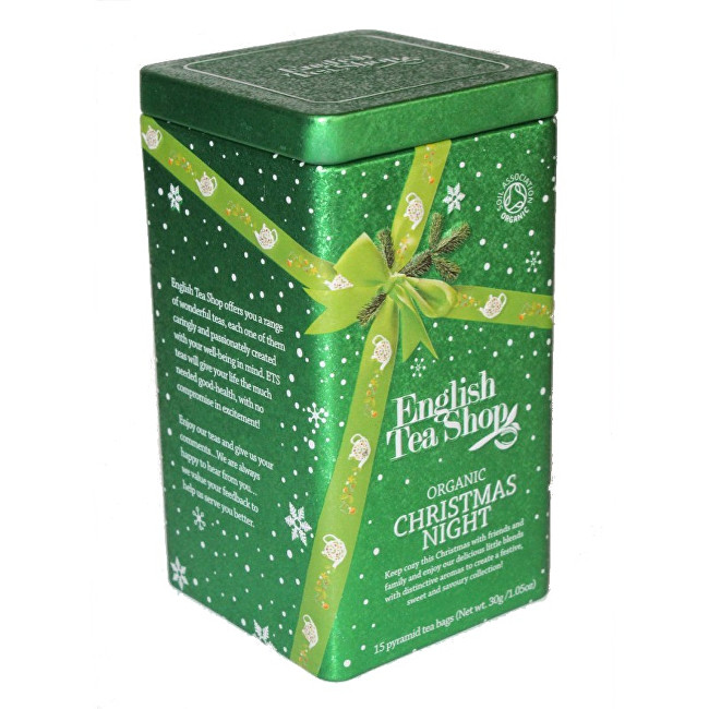 English Tea Shop Vánoční plechovka 15 hedvábných pyramidek - Vánoční noc