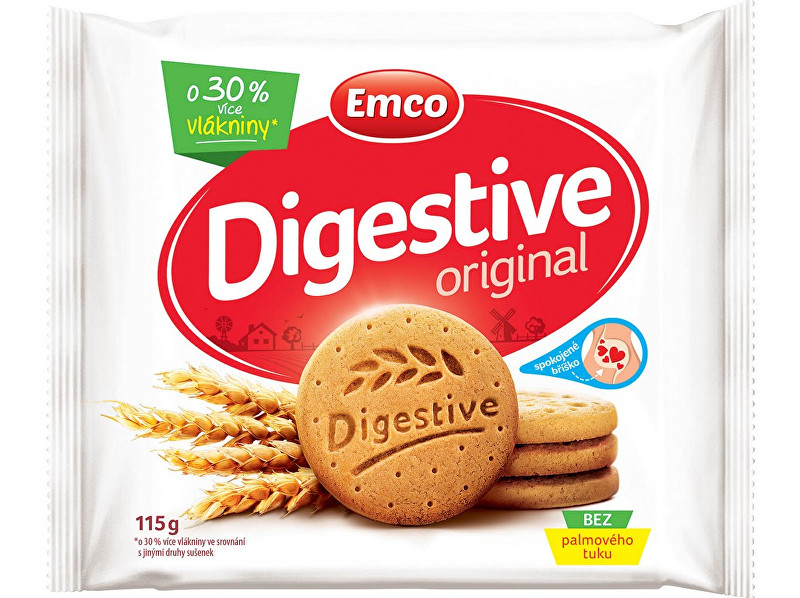 Zobrazit detail výrobku EMCO Digestive Original 115g - křehké sušenky Zobrazit detail výrobku EMCO Digestive Original 115g - křehké sušenky