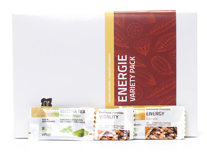 Vitalo Energie - variety pack - funkční čokolády 75 g (3 x 5 ks)
