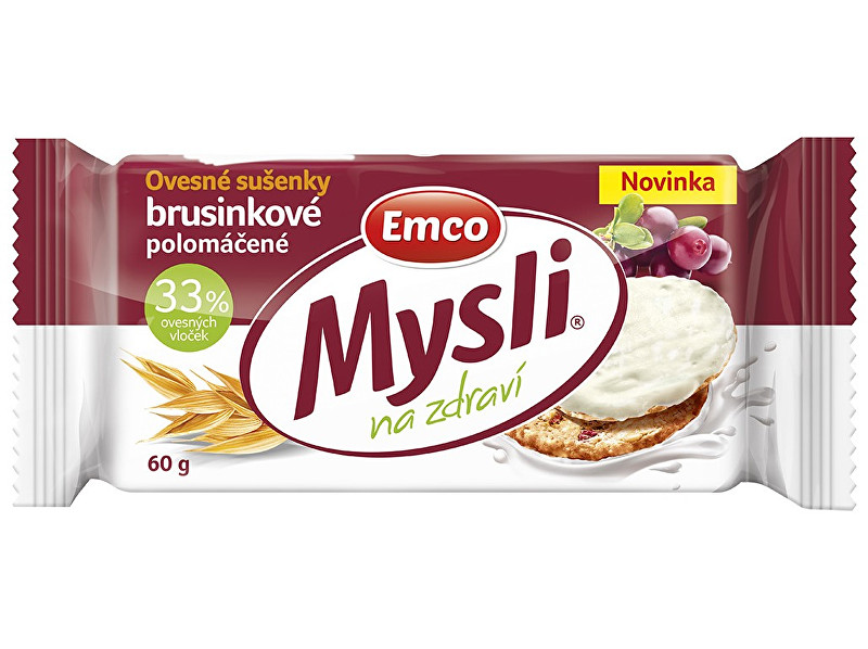 EMCO Mysli Ovesné sušenky brusinkové s jogurt.polevou 60g