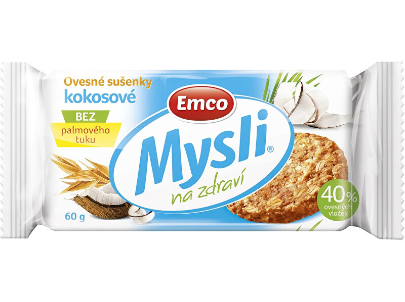 Zobrazit detail výrobku EMCO Mysli Ovesné sušenky kokosové 60g Zobrazit detail výrobku EMCO Mysli Ovesné sušenky kokosové 60g