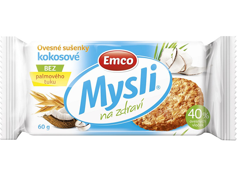 Zobrazit detail výrobku EMCO Mysli Ovesné sušenky kokosové 60g Zobrazit detail výrobku EMCO Mysli Ovesné sušenky kokosové 60g