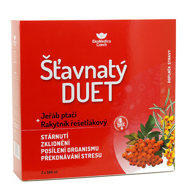 EkoMedica Czech Šťavnatý duet jeřáb ptačí + rakytník řešetlákový 2 x 500 ml