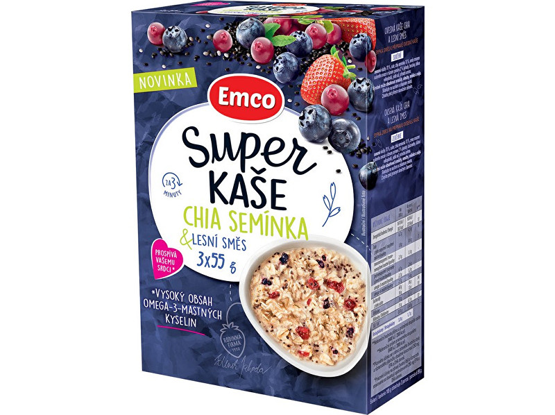 Zobrazit detail výrobku EMCO Super kaše Chia semínka & lesní směs 3x55g Zobrazit detail výrobku EMCO Super kaše Chia semínka & lesní směs 3x55g