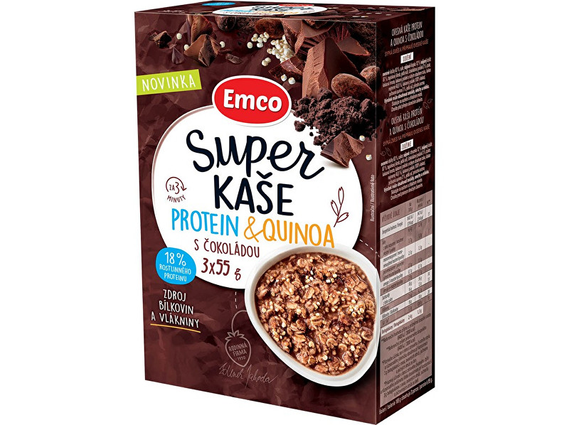 EMCO Super kaše Protein & quinoa s čokoládou 3x55g
