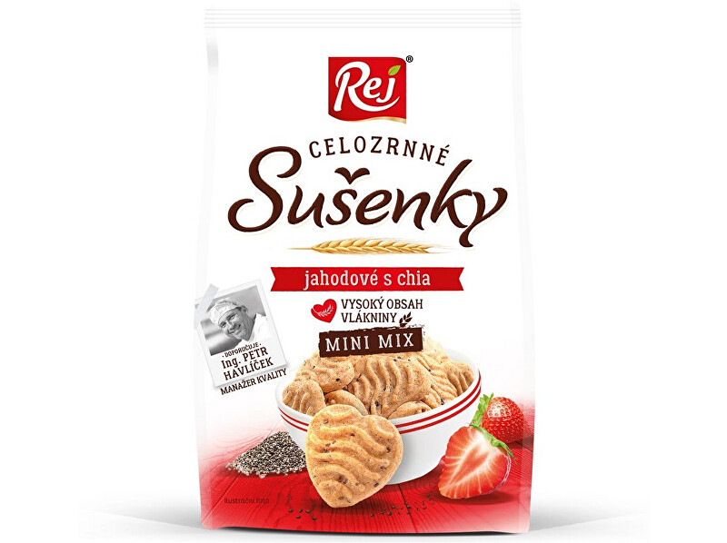 Zobrazit detail výrobku Rej Sušenky celozrnný mix jahodové s chia 190g Zobrazit detail výrobku Rej Sušenky celozrnný mix jahodové s chia 190g