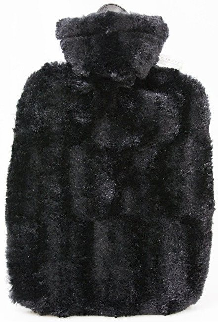 Hugo-Frosch Termofor Classic s obalem z umělé kožešiny - černý s podšívkou