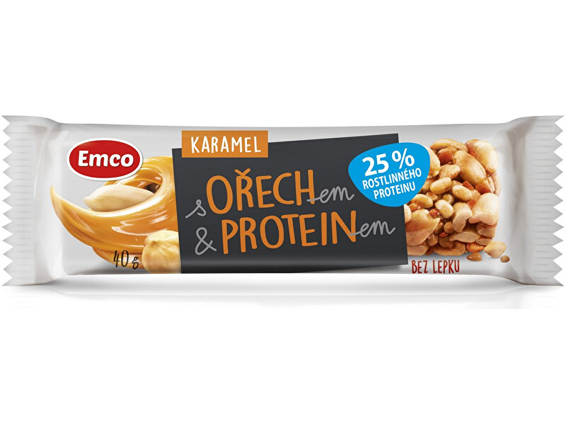Zobrazit detail výrobku EMCO Tyčinka s ořechem a proteinem - karamel 40g Zobrazit detail výrobku EMCO Tyčinka s ořechem a proteinem - karamel 40g