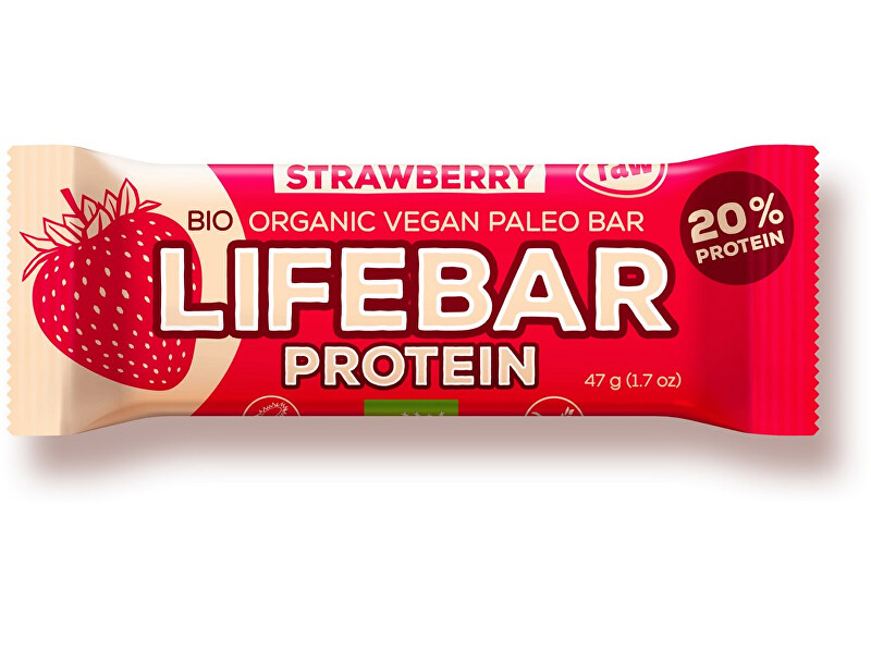 Zobrazit detail výrobku Lifefood Bio tyčinka Lifebar protein jahodová 47g Zobrazit detail výrobku Lifefood Bio tyčinka Lifebar protein jahodová 47g