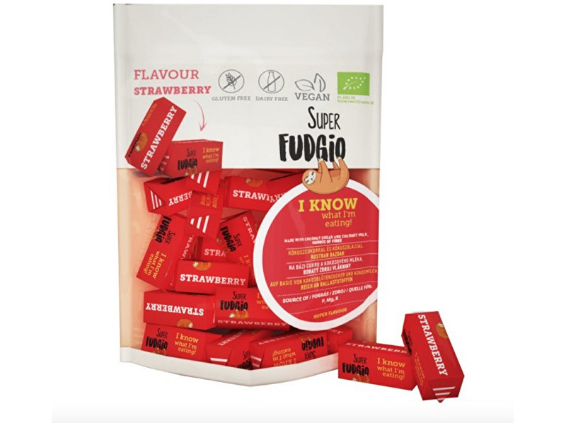 Zobrazit detail výrobku Super Fudgio Bio Veganské karamely - jahoda 150g Zobrazit detail výrobku Super Fudgio Bio Veganské karamely - jahoda 150g