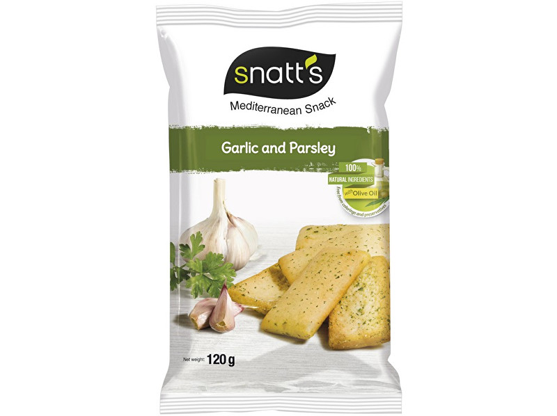 Zobrazit detail výrobku Snatt´s Chlebíčky česnek, petržel 120g Zobrazit detail výrobku Snatt´s Chlebíčky česnek, petržel 120g
