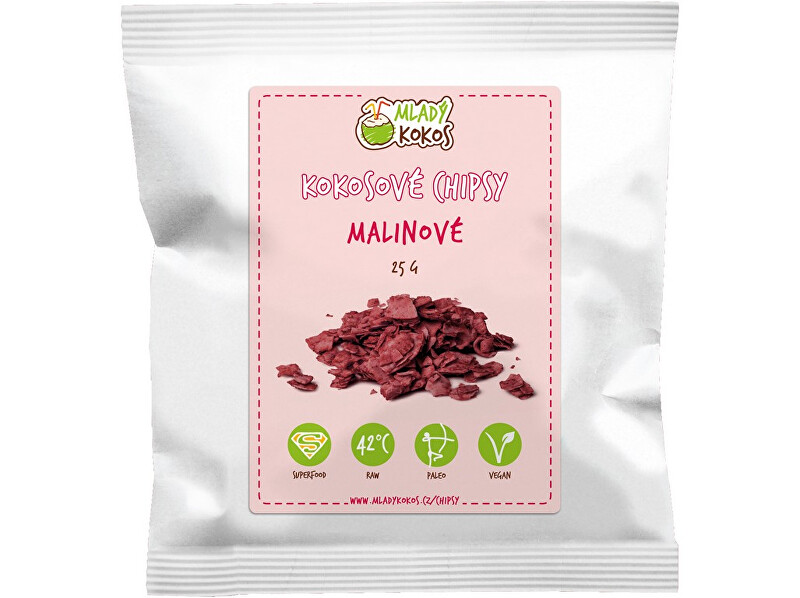 Mladý kokos Kokosové chipsy malinové 25g