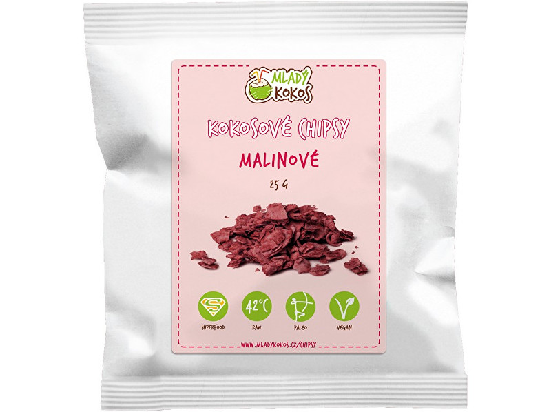 Mladý kokos Kokosové chipsy malinové 25g