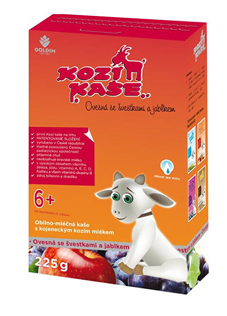 Goldim Kozí kaše Ovesná se švestkami a jablkem 225 g