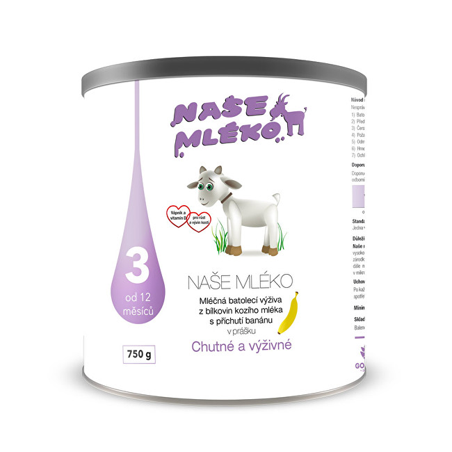 Goldim Naše mléko 3 (12 m+) s příchutí banánu 750 g