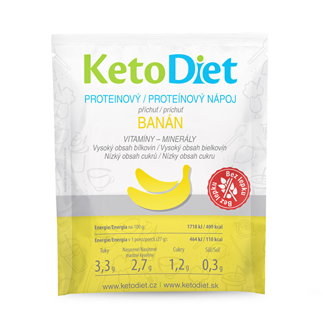 KetoDiet Proteinový nápoj příchuť banán 7 x 27 g