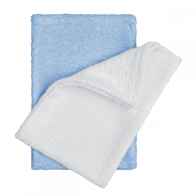 T-tomi Bambusové koupací žínky rukavice 14 x 20 cm 2 ks white+blue / bílá + modrá