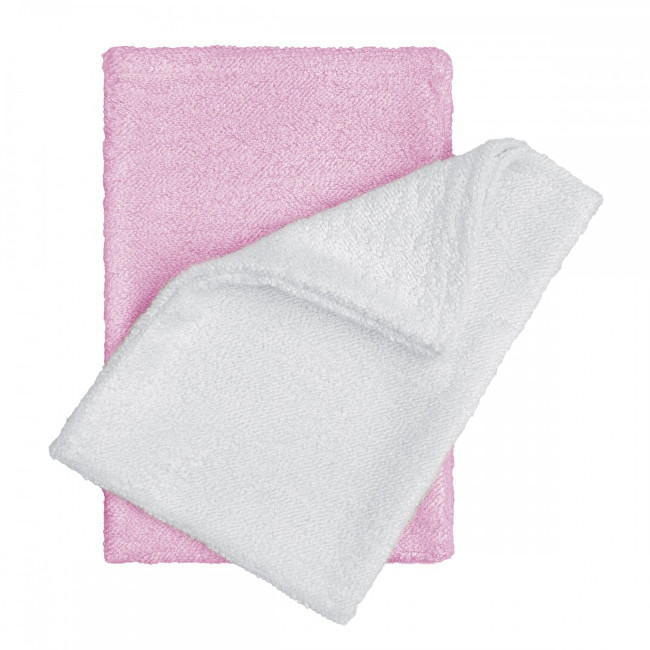 T-tomi Bambusové koupací žínky rukavice 14 x 20 cm 2 ks white+pink / bílá + růžová