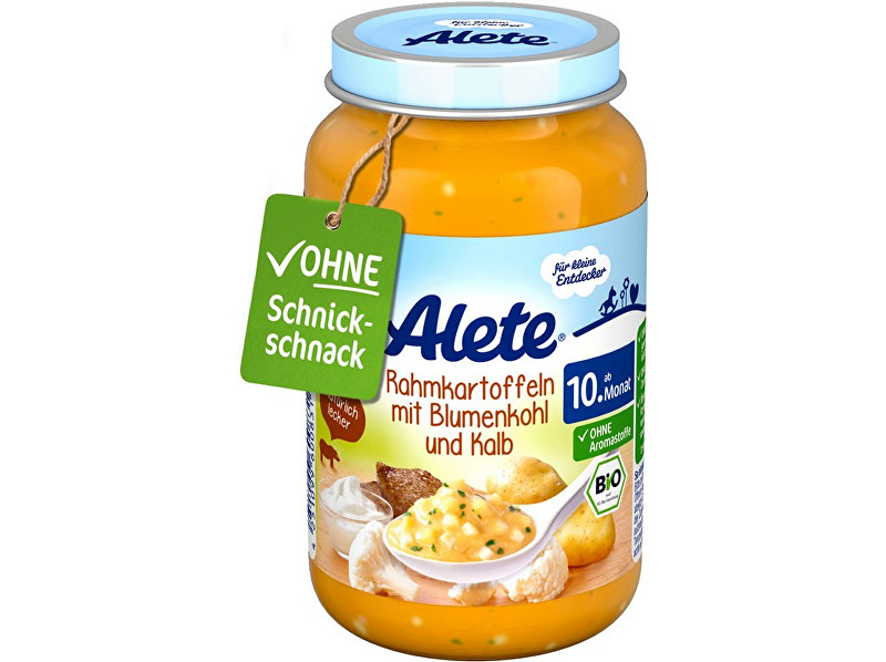 Zobrazit detail výrobku Alete Bio přkrm - brambory na smetaně s květákem a telecím masem 220g Zobrazit detail výrobku Alete Bio přkrm - brambory na smetaně s květákem a telecím masem 220g