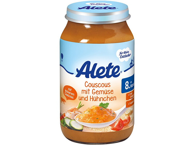 Zobrazit detail výrobku Alete Příkrm - Kuskus se zeleninou a kuřecím masem 220g Zobrazit detail výrobku Alete Příkrm - Kuskus se zeleninou a kuřecím masem 220g