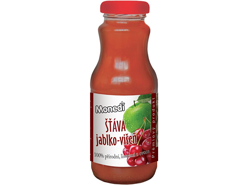 Zobrazit detail výrobku MONEDÍ Přírodní ovocná šťáva, 85% jablko, 15% višeň, 250 ml Zobrazit detail výrobku MONEDÍ Přírodní ovocná šťáva, 85% jablko, 15% višeň, 250 ml