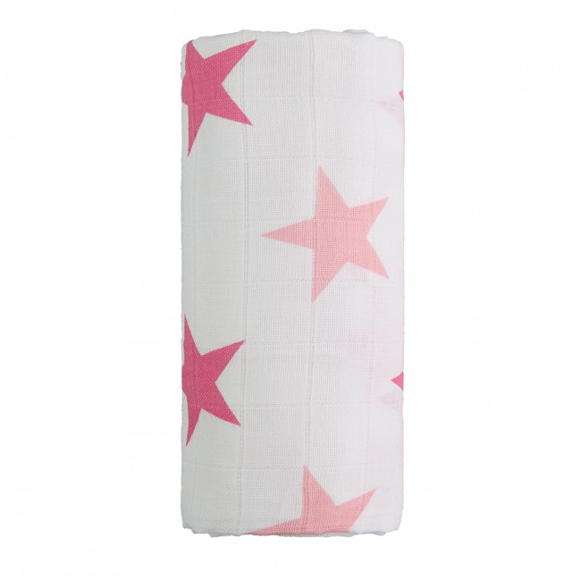 T-tomi Velká bavlněná TETRA osuška 120 x 120 cm Pink stars / růžové hvězdičky