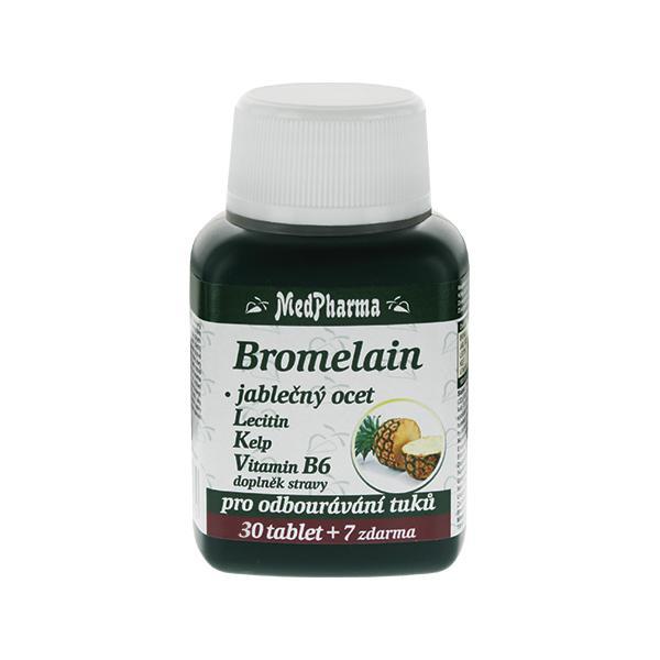 MedPharma Bromelain 300 mg + jablečný ocet + lecitin + kelp + vitamín B6 30 tbl. + 7 tbl. ZDARMA