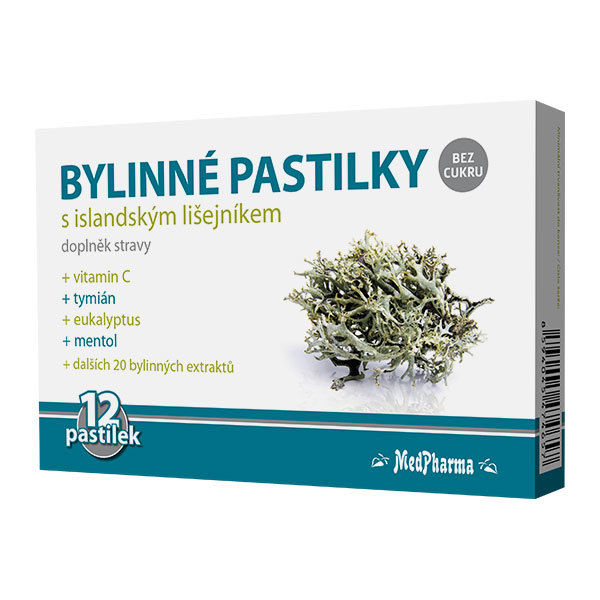 Zobrazit detail výrobku MedPharma Bylinné pastilky bez cukru s islandským lišejníkem 12 pastilek Zobrazit detail výrobku MedPharma Bylinné pastilky bez cukru s islandským lišejníkem 12 pastilek