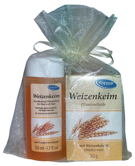 Kappus Dárkový balíček v organze Pšeničné klíčky (tělový šampon 50 ml, tuhé mýdlo 50 g)