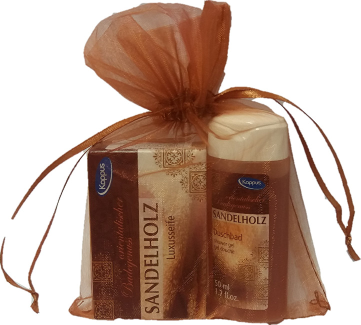 Kappus Dárkový balíček v organze Santal (tělový šampon 50 ml, tuhé mýdlo 50 g)