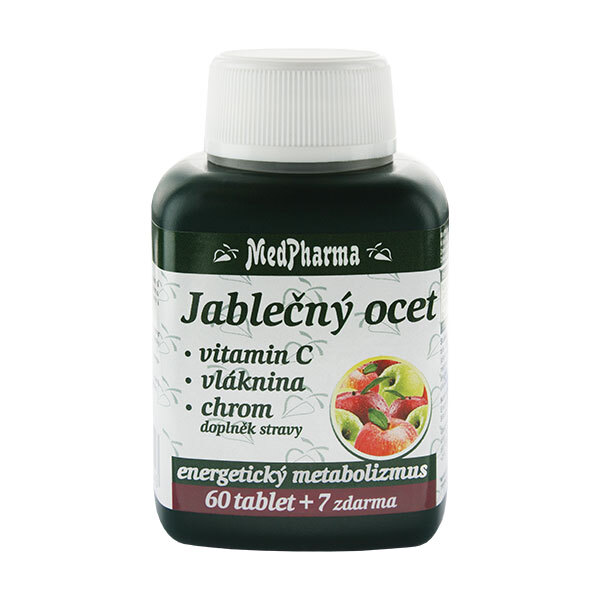 MedPharma Jablečný ocet + vitamín C + vláknina + chrom 60 tbl. + 7 tbl. ZDARMA