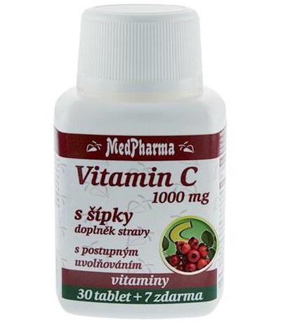 MedPharma Vitamín C 1000 mg s šípky prodloužený účinek 30 tbl. + 7 tbl. ZDARMA