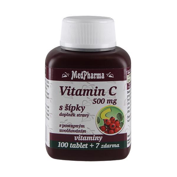 MedPharma Vitamín C 500 mg s šípky prodloužený účinek 100 tbl. + 7 tbl.ZDARMA