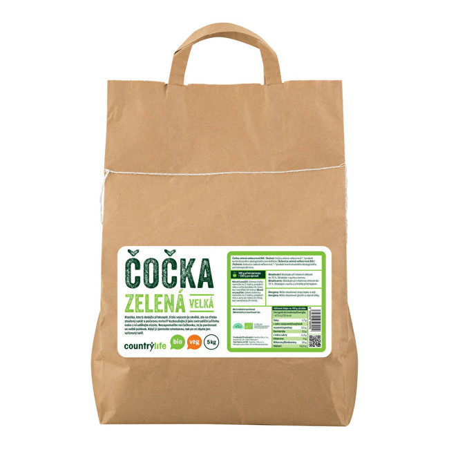 Zobrazit detail výrobku Country Life Čočka zelená velká BIO 5 kg Zobrazit detail výrobku Country Life Čočka zelená velká BIO 5 kg