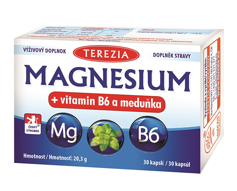 Terezia Company Magnesium + vitamin B6 a meduňka 30 kapslí