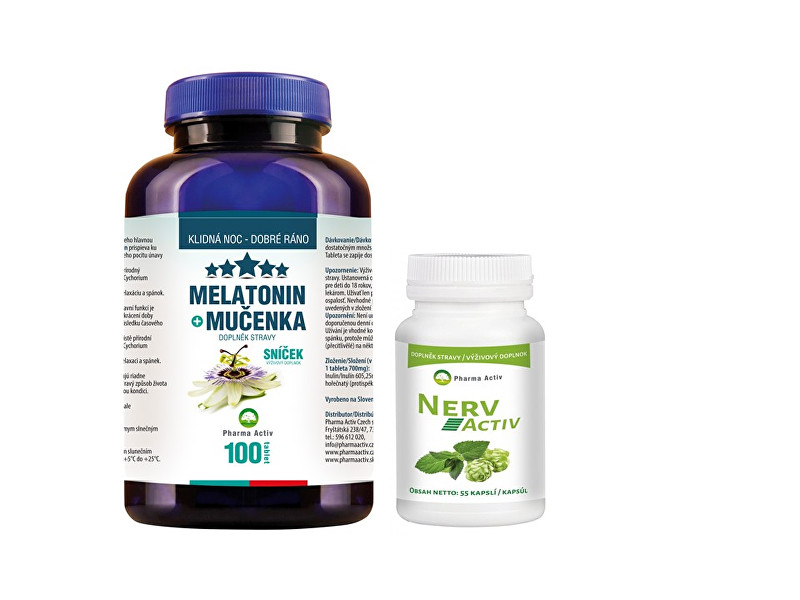 Pharma Activ Melatonin Mučenka 100 tbl. + Nerv Activ 55 kapslí