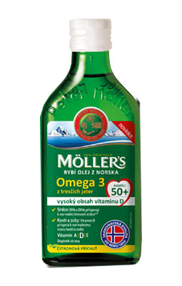 Möller´s Möller`s rybí olej Omega 3 z tresčích jater pro dospělé 50+ 250 ml